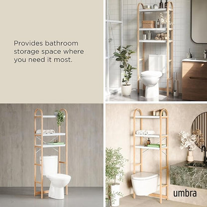 Umbra Bellwood Over-The-Toilet Shelf for Bathroom or Powder Room, White/Natural