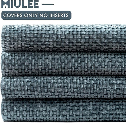 MIULEE Pack of 4  Throw Pillow Covers 18x18 Inch Navy Blue Soft Decorative Chenille Pillow Covers Farmhouse Accent Cushion Covers for Boho Home Decor Bedroom Living Room