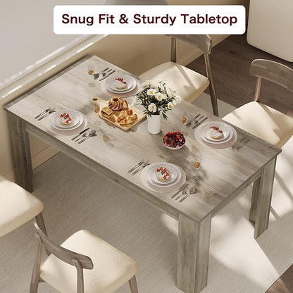 CABIHOME Dining Table for 4-6, 63" Inch Dining Tables for 4, Farmhouse Large Kitchen Dining Table, Rectangular Dining Room Table for Small Space, Dinner Table for Kitchen, Apartment, Rustic Gray