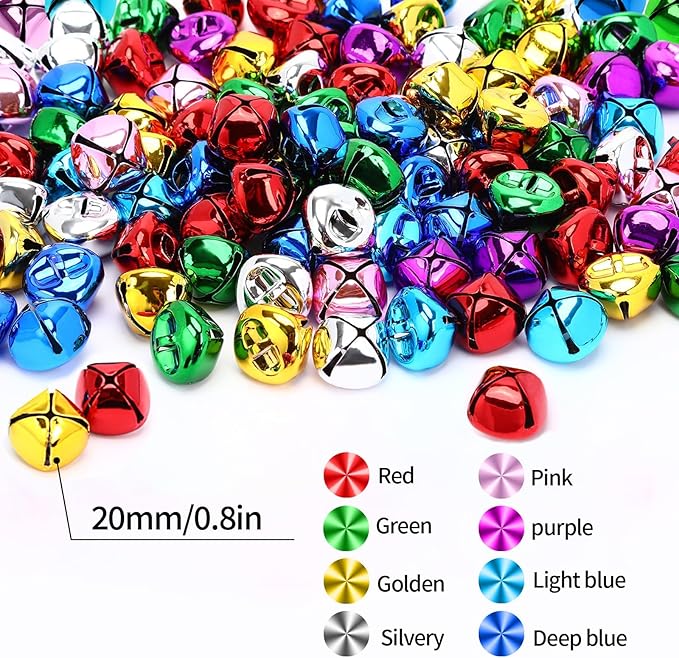 Augshy 4/5 Inch Jingle Bells for Crafts,120 Pcs Small Tiny Bells, Multicolor Mini Craft Bells for Christmas Tree Ornaments Decor DIY Jewelry Pet Accessories Wreaths Holiday Decorations