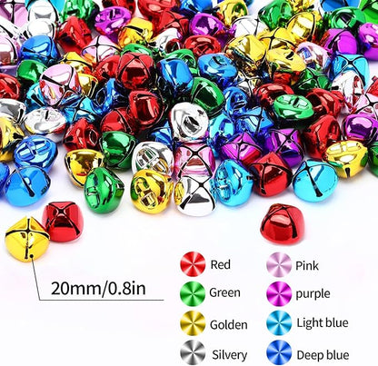 Augshy 4/5 Inch Jingle Bells for Crafts,120 Pcs Small Tiny Bells, Multicolor Mini Craft Bells for Christmas Tree Ornaments Decor DIY Jewelry Pet Accessories Wreaths Holiday Decorations
