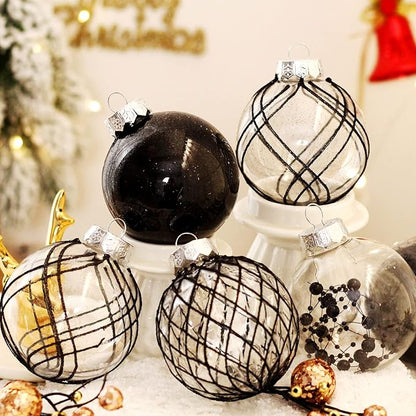 Christmas Ball Ornaments Set, 20ct Large Clear Black Shatterproof 80mm/3.15" Christmas Ornaments for Christmas Tree Decorations Hanging Decorative Baubles for Halloween Xmas Holiday Party Gift