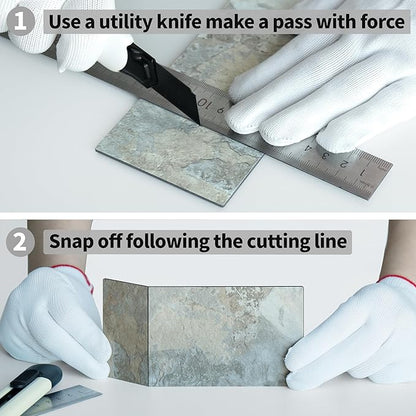 AULIGET 3" x 6" Subway Tile Peel and Stick Backsplash, Thick PVC Stick on Wall Tiles (4, Grey & Brown Slate)