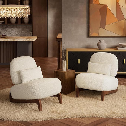 Morden Fort 3 Piece Boucle Sofa Set, Modern Upholstered Couches Sofas Set Durable Comfy Boucle Pet-Friendly, 2 ArmlessChairs & 3-Seater Sofa Sets for Living Room Bedroom Apartment, Beige