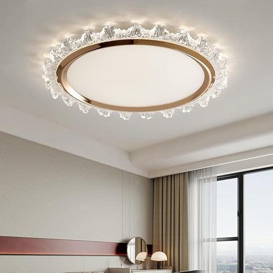 19inch Modern Dimmable LED Ceiling Light, Elegant Flowers Flush Mount Close to Ceiling Lamp, 3000K-6000K, 50W, Hallway Lighting Fixture for Bedroom, Kitchen, Bathroom, Laundry Room, Office