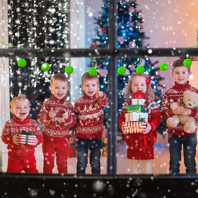 12Pcs Lime Green 2.36 Inch Furry Christmas Ornaments, Soft Fluffy Fuzzy Pom Pom Balls, Christmas Decorations Hanging Ornaments for Christmas Tree, Holiday Party, DIY Craft, and Indoor Mantel Decor