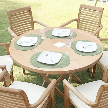 ADRIMER Placemats, Heat Resistant Oval Placemats Set of 6 Washable 12 x 17 Inch, Waterproof Table Mats, Wipeable Pu Place Mats for Kitchen, Dining Room, Green