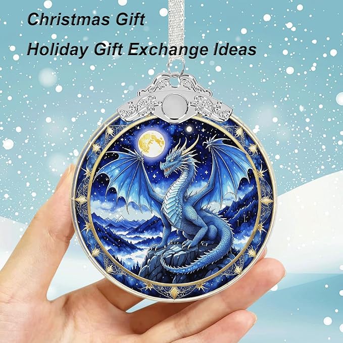 Dragon Ornament Crystal Glass with Gift Box, Christmas Ornaments Dragon Gifts for Girls Boys Women Men, Hanging Ornament for Christmas Tree Decorations, Holiday Keepsake Present Exchange Ideas -02