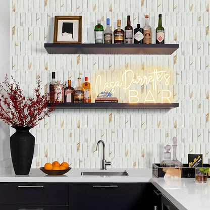 Vamos Tile Peel and Stick Backsplash Seamless Tile,1-Sheet Stick on Backsplash for Kitchen & Bathroom, Calacatta Gold+Matt Pure White Marble Look PVC+ Light Gold Self Adhesive Backsplash Tile（Sample）