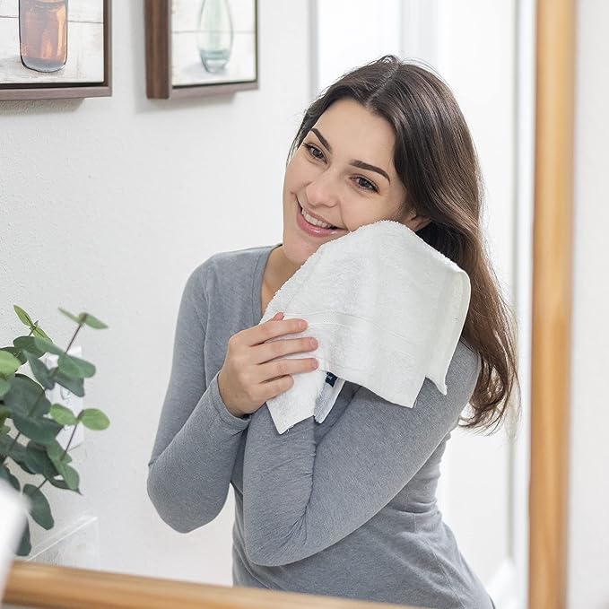 Washcloth Linen Set Premium Original Turkish Cotton, Hotel Quality Face Towels for Bath Towels, White Washcloths Set