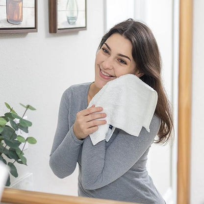 Washcloth Linen Set Premium Original Turkish Cotton, Hotel Quality Face Towels for Bath Towels, White Washcloths Set