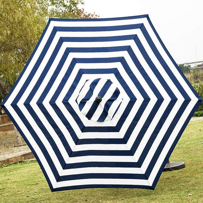 Sunnyglade 7.5' Patio Umbrella Outdoor Table Market Umbrella with Push Button Tilt/Crank, 6 Ribs (Blue and White)