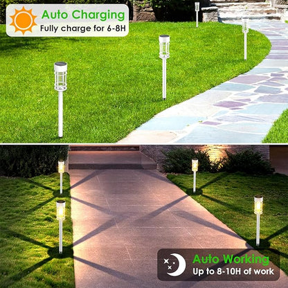 Mancra Solar Pathway Lights Outdoor Waterproof, 8 Pack LED Solar Garden Lights for Outside Decorations, Dusk to Dawn Solar Walkway Lights Landscape Lighting