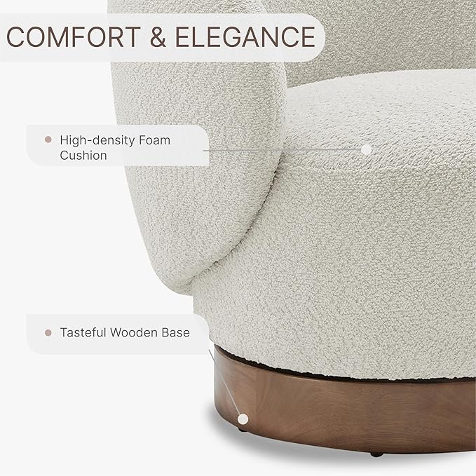 Swivel Accent Chair Round Barrel Armchair Upholstered Performance Fabric for Living Room Bedroom Reading Waitingroom,2 PCS,Cream