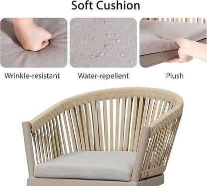 PURPLE LEAF 11 Pieces Outdoor Dining Set with Patio Aluminium Dining Table and Wicker Rattan Chairs Modern Furniture Cushions Sets for Backyard Indoor Decor Kitchen Champagne