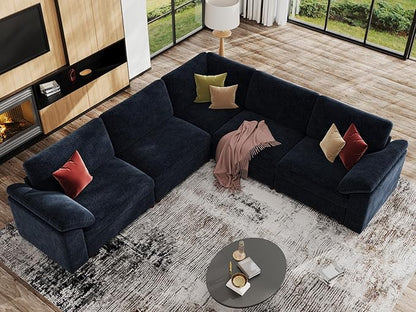 EASE MOOSE Oversized Modular Sectional Sofa, Extra Large L Shape Sectional Couch,Comfty Wide Deep seat Modular Sofa for Living Room, Removable Cover,Blue