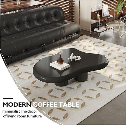 Black Cloud Coffee Table Unique Wave Shape Modern Aesthetic Living Room Fashion Coffee Table, Black