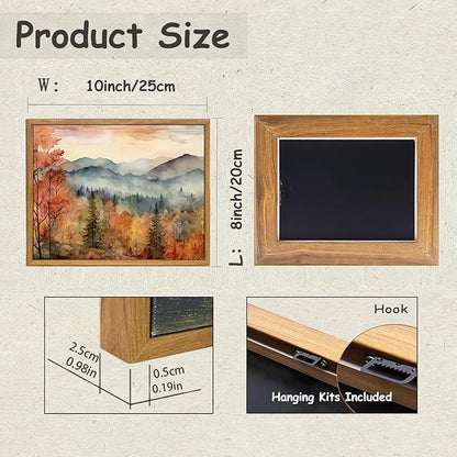 KBKBART Framed Vintage Wall Art for Living Room Bedroom Decor, Retro Autumn Watercolor Country Landscape Canvas Painting Farmhouse Wall Art, Rustic Fall Bathroom Wall Decor Vintage Room Decor(8"x10")