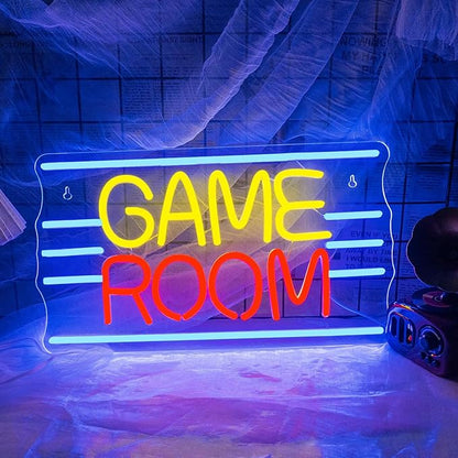 LUCUNSTAR Game Room Neon Sign For Wall Decor Neon Lights With Dimmable Switches Gaming Room Led Lights Club Bedroom Gift For Teens USB Powered 16.5 x 9.4 inches