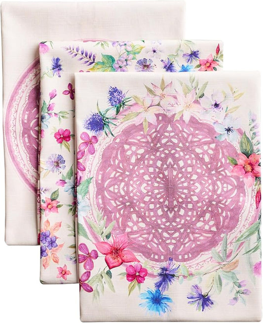Maison d'Hermine Dishcloths 100% Cotton Multi-Purpose Kitchen Towels Chardon Set of 3 Spring Summer
