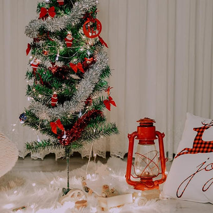 CANREVEL 4 Pieces 26.2 Ft Christmas Garland Metallic Shiny Twist Tinsel Garland Hanging Decorations for Christmas Tree, Mantle, Stairs Railing Decorations - Silver