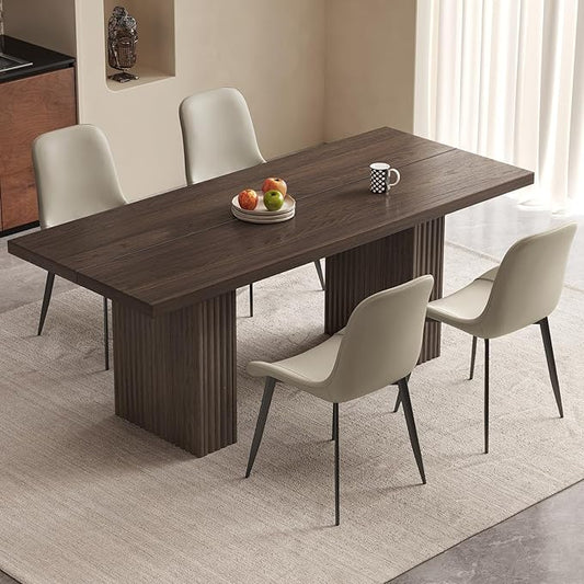 5-Piece Dining Table Set with 4 Chairs, 66.93" Rectangle Kitchen Table & Chairs Set for 4, Dining Room Table Perfect for Large Space, Easy Clean