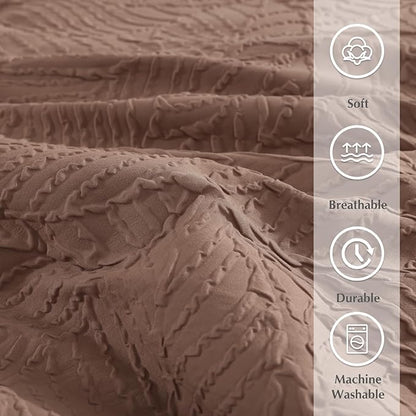 Geniospin Twin Comforter Set - 5 Pieces Brown Textured Bed in Bag, Twin Bedding Sets with Comforter, Sheets, Pillowcases & Shams，All Season Brown Bedding