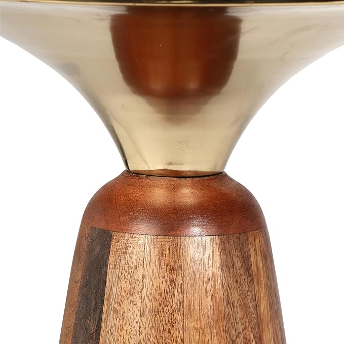 Christopher Knight Home Laveer Wood End Table, Indoor Round Side Table, Small Drink Table, Modern Solid Wood Accent Table Coffee Table for Living Room Bedroom or Small Spaces, Gold+Honey