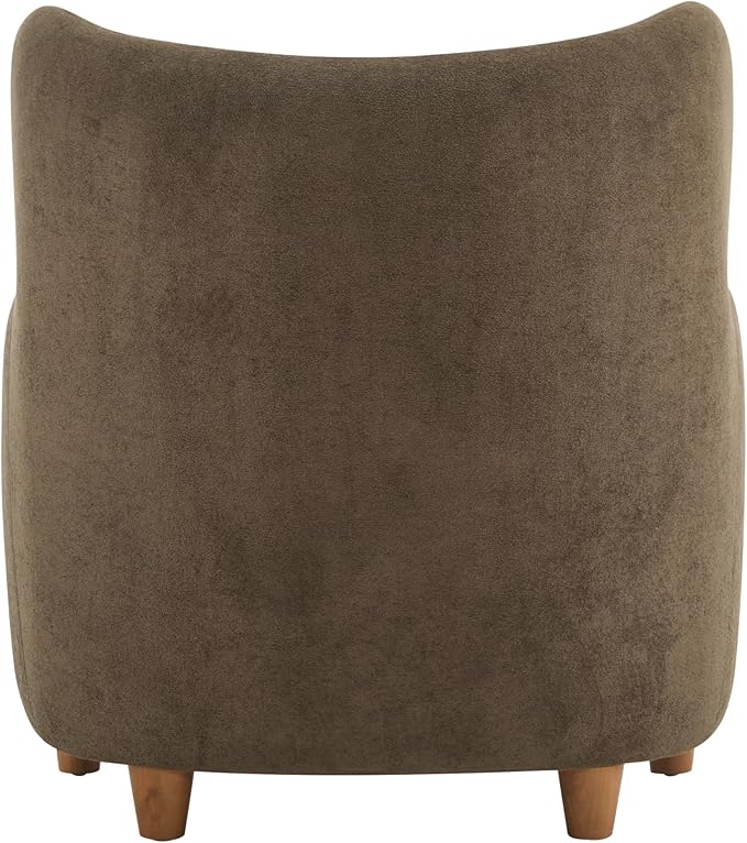 Christopher Knight Home Auden Wingback Accent Chair, Fabric Club Chair, Velvet Upholstered Armchair, Curved Backrest Single Sofa, Soft Cushion Seating, Reading Lounge Chair for Living Room, Brown
