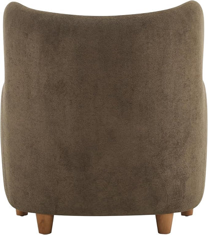 Christopher Knight Home Auden Wingback Accent Chair, Fabric Club Chair, Velvet Upholstered Armchair, Curved Backrest Single Sofa, Soft Cushion Seating, Reading Lounge Chair for Living Room, Brown
