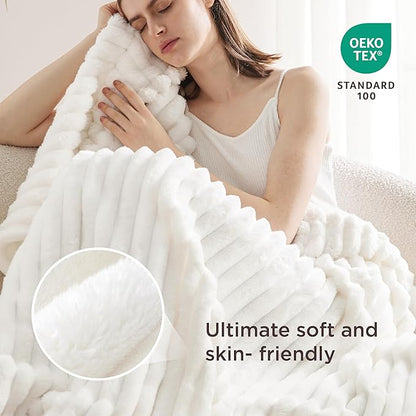 Bedsure GentleSoft White Throw Blanket for  - Cozy Soft Blankets for Women, Cute Small Fleece Throws for Girls, House Bedroom Decor Aesthetic Gift for Women, Off White, 50x70 Inches