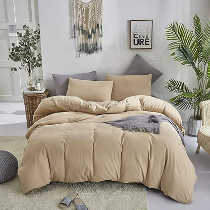 Pureant Beige Comforter Set Twin Solid Champagne Bedding Comforter Sets Light Brown Twin Comforter for Women Men Khaki Comforter Plain Taupe Twin Size Comforter Sets Soft Breanthable Tan Sand Color