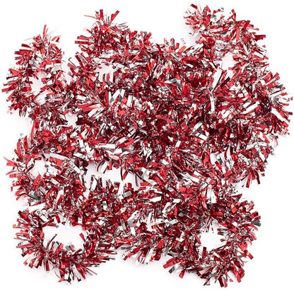 Anderson's Metallic Red & Silver Tinsel Twist Garland, 25ft Holiday Decoration, Christmas Tree Trim, Parade Float Decor, Party Supplies, Halloween, Graduation, Indoor/Outdoor Event Garland