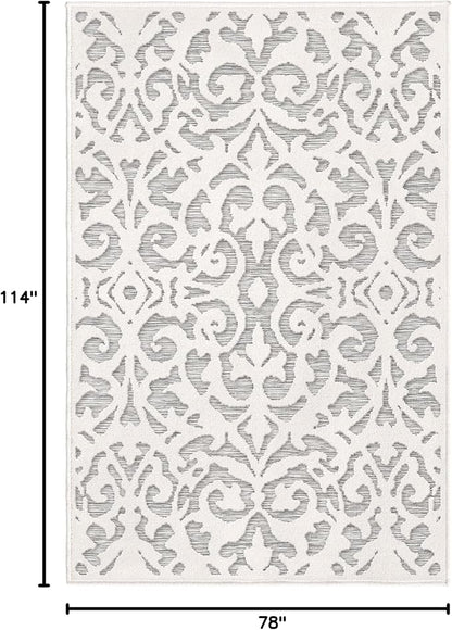 My Texas House Lady Bird Area Rug 6.6x9.6 Indoor Outdoor, Natural Grey
