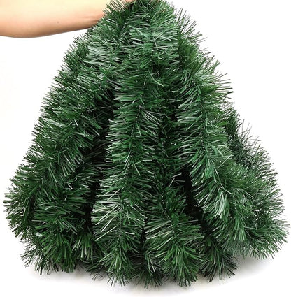 50 Foot Christmas Greenery Garland Decorations, Artificial Green Pine Garland Xmas Tree Decor Soft Tinsel Garlands Non-Lit for Stairs Mantle Fireplace Home Indoor Outdoor Holiday Party Decor