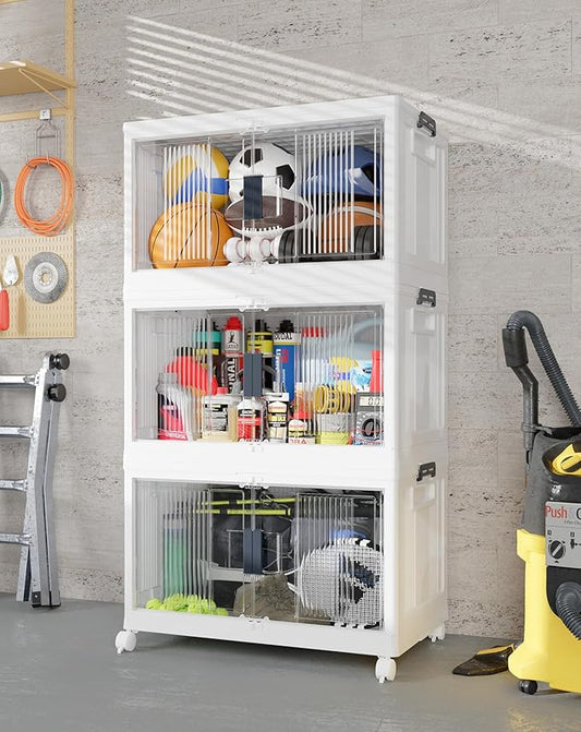 OlarHike Stackable 3Pack Storage Bins with Lids Folding Storage Box