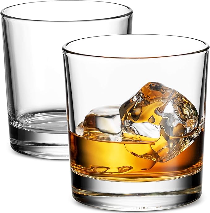Godinger Old Fashioned Whiskey Glasses, Italian Made Drinking Glasses, Glass Cups, Whiskey Gifts - Set of 4
