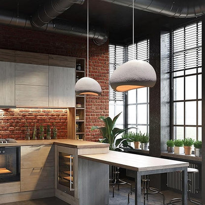 JAYMP 60cm Wabi Sabi Pendant Light for Dining Room Kitchen Island Hallway Restaurant Modern Hanging Lamp E26 Base Japanese Style Bird Nest Shape Lighting Fixture (Matte White,B Shape, 60cm/23.6in)