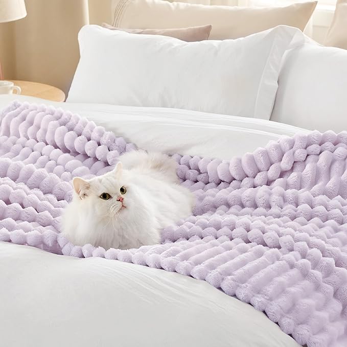 Bedsure GentleSoft Lavender Fog Fleece Blanket for - Super Soft Cozy King Blankets for Women, Cute Small Blanket for Girls, 108x90 Inches