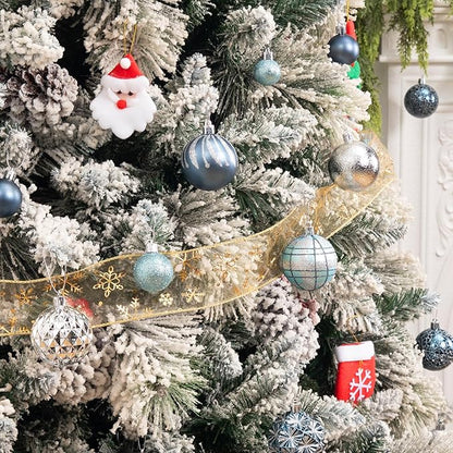 100ct Christmas Ball Ornaments Set, Blue and Silver Shatterproof Hand-Painted Hanging Baubles Decoration Bulk for Xmas Tree, Wreath, Garland, Home Holiday Decor