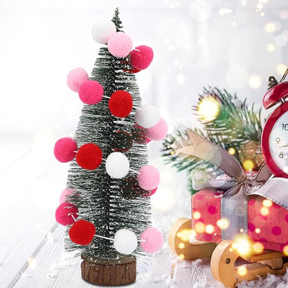 MARFOREVER 4 Pack 26.3 Feet Pink Christmas Decorations Red Pink White Pom Pom Garlands Christmas Felt Ball Hanging Supplies for Xmas Valentine's Day Wedding Birthday Party Home Wall Decor