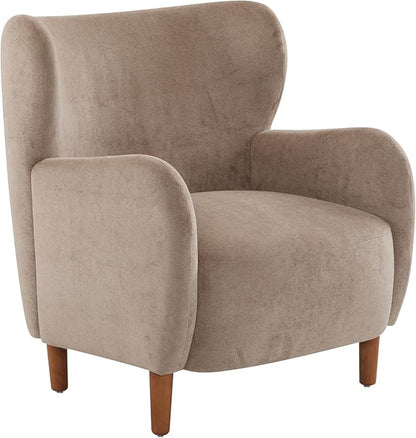 Christopher Knight Home Dolly Mid-Century Modern Velvet Upholstered Wingback Club Chair, Living Room Lounge Chair for Relaxation, Reading Armchair, Solid Wood Living Room Accent Chair, Camel+Brown