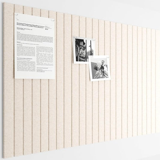Bumusty Large Cork Board Alternative-36 x24 Felt Bulletin Board Tiles, with 30 Pushpins, 40 Adhesive Tabs, 6-Pack Slat Wall Paneling, Cork Boards for Office Push Pin Board Felt Board-Oatmeal
