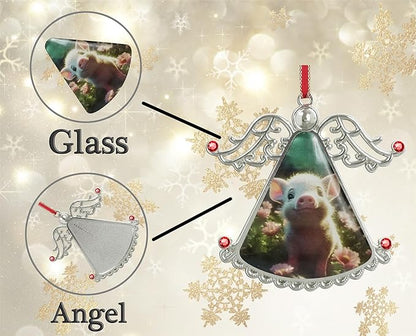 XUTAI Angel Christmas Tree Ornaments Cute Pig Glass Christmas Hanging Angel Glass Pendant for Holiday Decoration