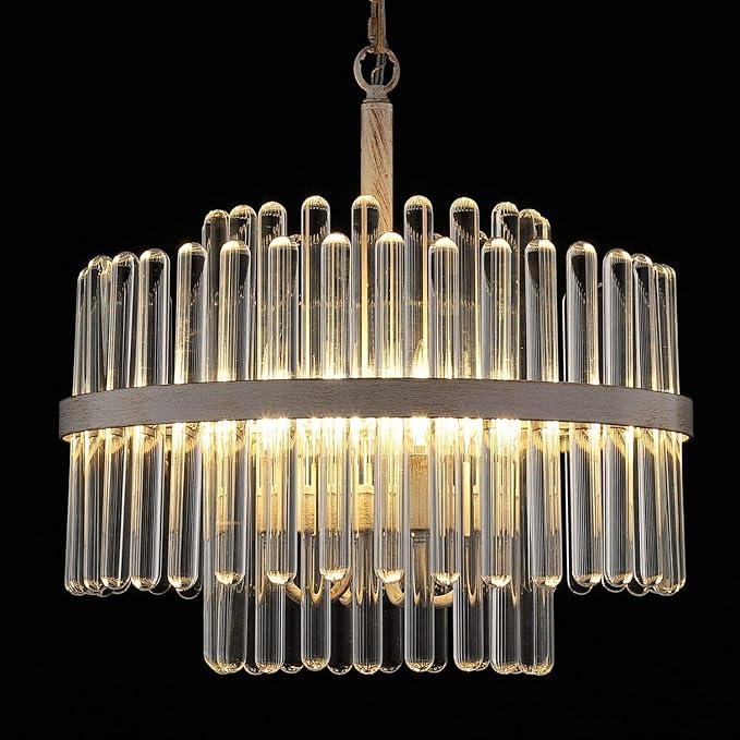 Q&S Modern Crystal Chandeliers for Dining Room,Round Glass Chandelier 4-Lights for Living Room Kitchen Island Entryway Foyer Stairway UL Listed