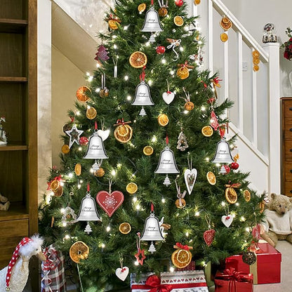 Styleonme Decorative Bells, Christmas Ornaments 2025, Engraved It's Merry Christmas 2025, Silvery Bells Decoration with Pendants Tree