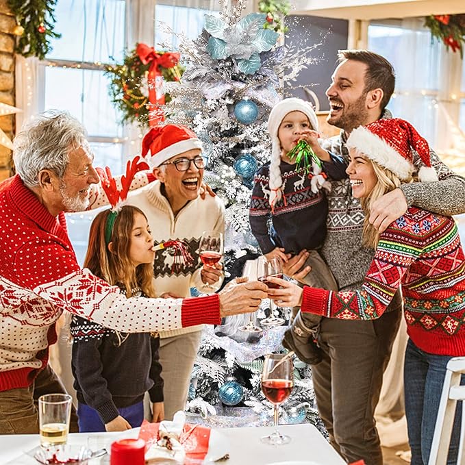 Christmas Ball Ornaments Set, 20ct Large Clear Shatterproof 80mm/3.15" Blue Christmas Ornaments for Christmas Tree Decorations Hanging Decorative Baubles for Baby Shower Xmas Party Decor