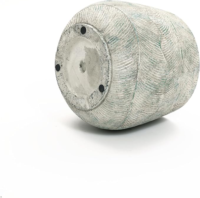 LuxenHome 18" Dia Round Cement Planter, Rustic Distressed Weathered Plant Pot with Drainage Hole and Rubber Plug, Large Outdoor Indoor Decorative Flower Pot Planters for Home Patio Garden Porch