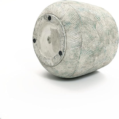 LuxenHome 18" Dia Round Cement Planter, Rustic Distressed Weathered Plant Pot with Drainage Hole and Rubber Plug, Large Outdoor Indoor Decorative Flower Pot Planters for Home Patio Garden Porch