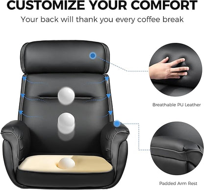 EUREKA ERGONOMIC Royal Ergonomic Office Chair Executive Desk Chair, Microfiber Leather High Back Executive Chair Comfy Ergonomic 360° Swivel with Lumbar for Home Workshop- Black